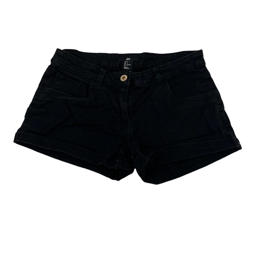 H&M Black Cuffed Hem Jean Shorts Size 6 Women’s
